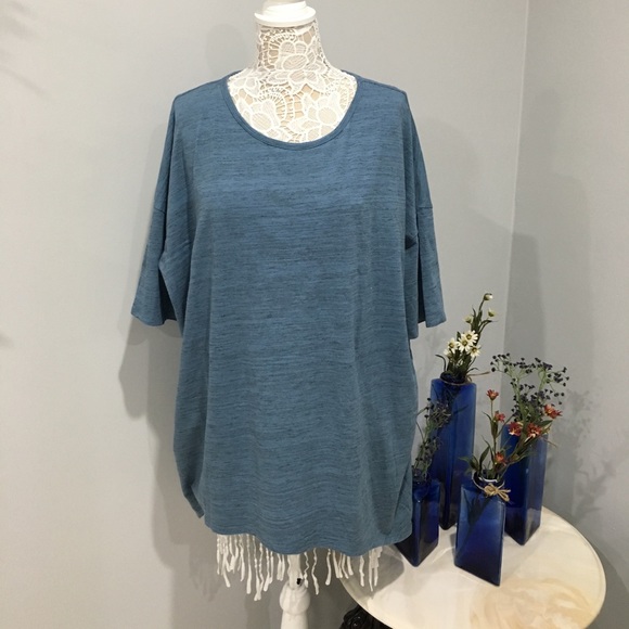 LuLaRoe Tops - LULAROE Heathered Blue short sleeve tee 2XL